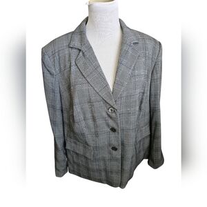 John Meyer collection womens gray and black houndstooth printed blazer size 20
